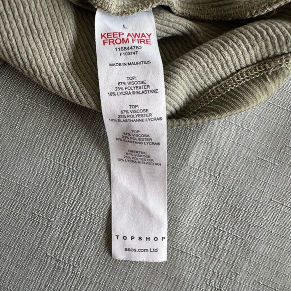 Top Shop Size Large Double Strap V-Neck Rib Tank Light Green Olive Green - Picture 4 of 8